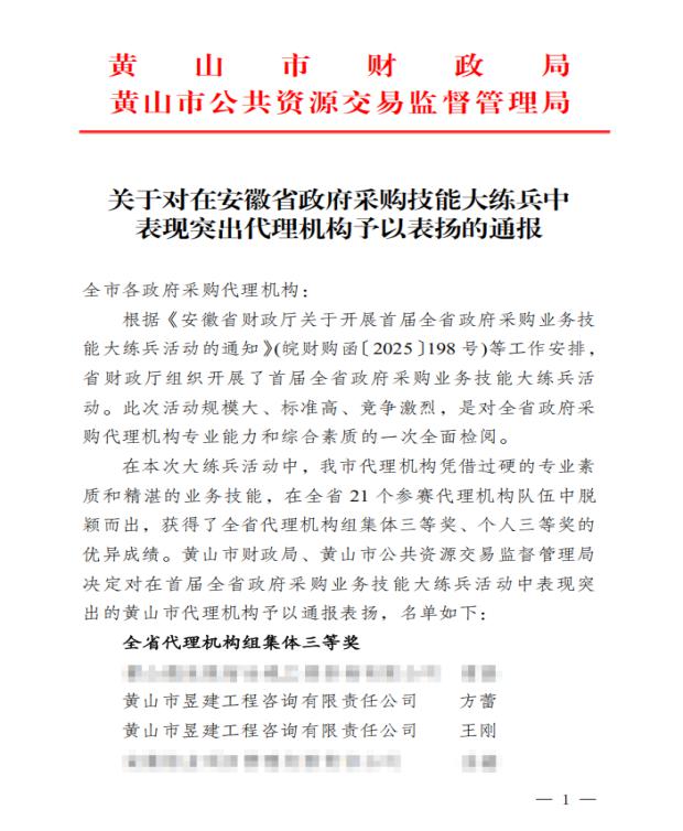喜報(bào)！屯溪城建投公司參股企業(yè)昱建咨詢公司員工助力黃山代表隊(duì)斬獲省級(jí)大獎(jiǎng)